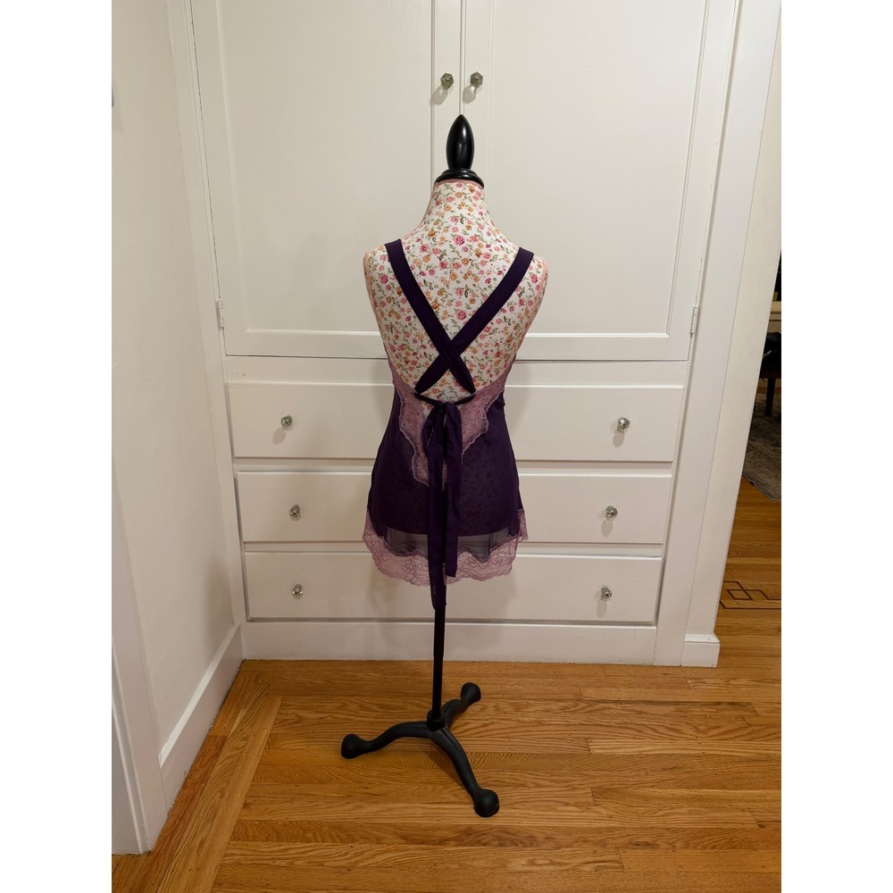 Adore Me Purple Lace Trim Bow Detail Babydoll Chemise Lingerie M - Picture 2 of 8